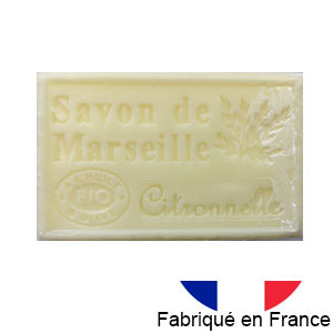 Marseille soap 125 gr. with vegetable oils and organic olive oil.  (Citronnelle)