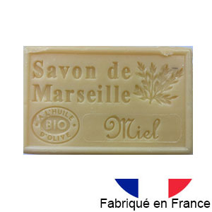 Marseille soap 125 gr. with vegetable oils and organic olive oil.  (Miel)