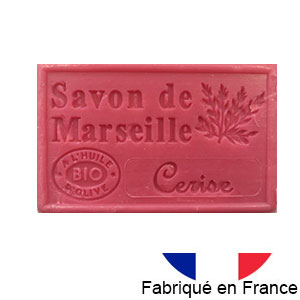 Marseille soap 125 gr. with vegetable oils and organic olive oil.  (cerise)