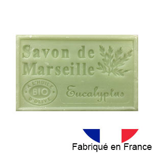 Marseille soap 125 gr. with vegetable oils and organic olive oil.  (eucalyptus)
