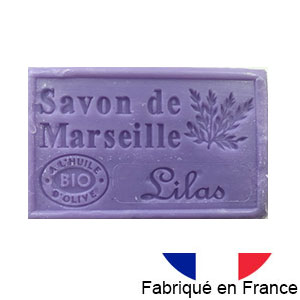 Savon de Marseille parfum 125 gr.  l'huile d'olive bio (lilas)