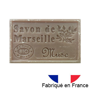 Marseille soap 125 gr. with vegetable oils and organic olive oil.  (Musc)