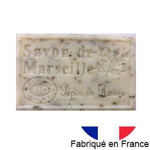 Marseille soap 125 gr. with vegetable oils and organic olive oil.  (Ppin de raisin)