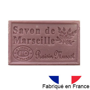 Marseille soap 125 gr. with vegetable oils and organic olive oil.  (Raisin muscat)