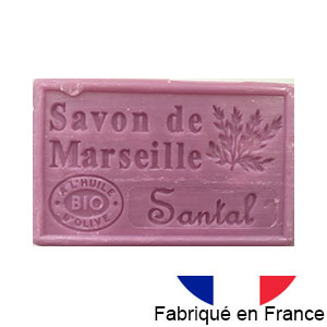 Savon de Marseille parfum 125 gr.  l'huile d'olive bio (Santal)