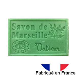 Marseille soap 125 gr. with vegetable oils and organic olive oil.  (Vetiver)