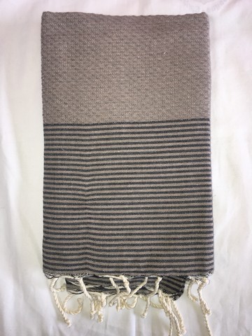 Striped Honeycomb Fouta (Taupe / Noir)
